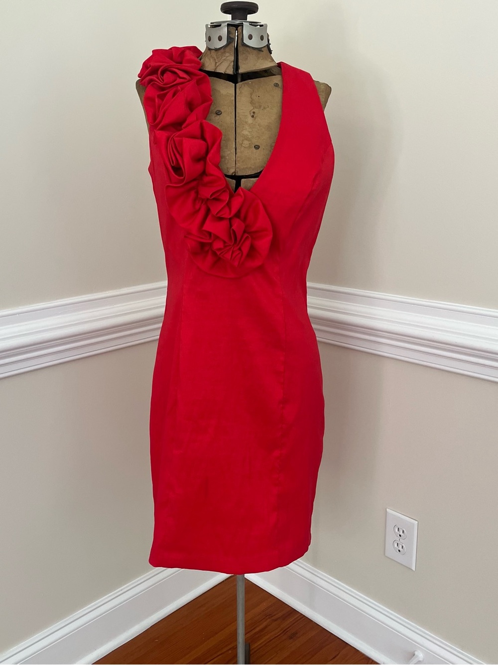 Cache Rosetta Cocktail HOCO Semiformal Red Ruffle Holiday Dress - Picture 8 of 8